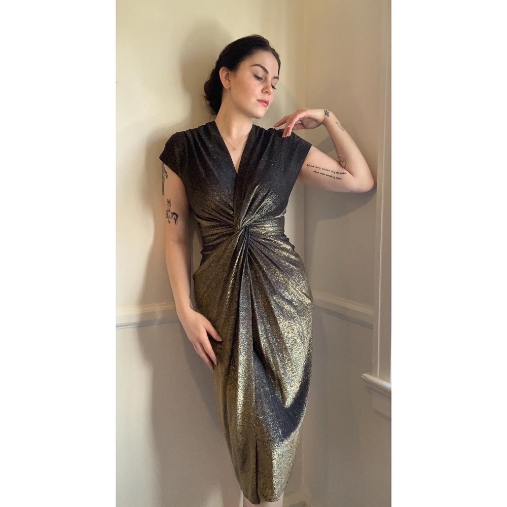 Vintage 1980’s gold wrap waist gown!
